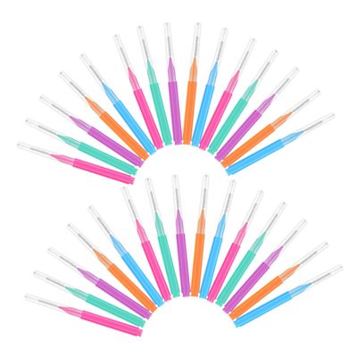 Veemoon 50pcs Interdental Cleaning Brush for Oral Care Flosser Head Options Orange Blue Green Purple for Teeth Cleaning