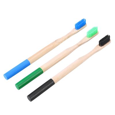 NIYANGLE 3Pcs Bamboo Toothbrushes Round Handle Soft Bristles Wooden Toothbrushes for Kids Adults Eco-Friendly Biodegradable Disposal