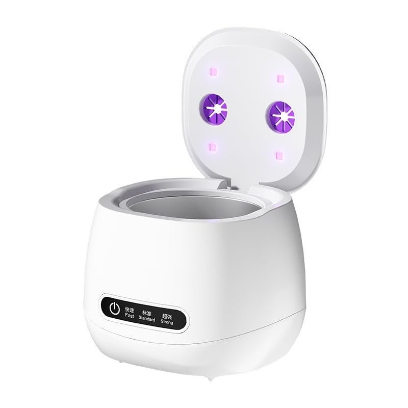 Portable Rechargeable Ultrasonic Retainer Cleaner with UV Light 52KHz High-Frequency Wireless Cleaner with 3 Modes & Digital Timer for Invisalign, Braces, Dentures, Mouth Guards, Toothbrush Heads