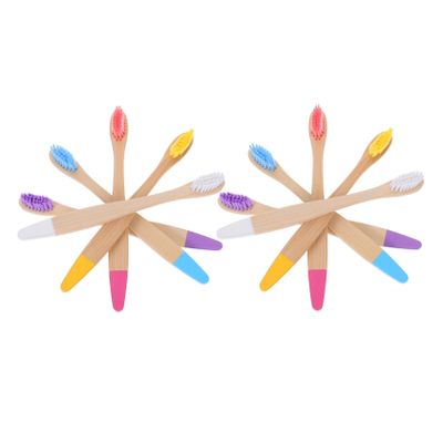 Anneome 10pcs Soft Toothbrush for Boys and Girls Bamboo Handle Toothbrushes Boy Girl Gentle Bristle Brush Travel-Friendly