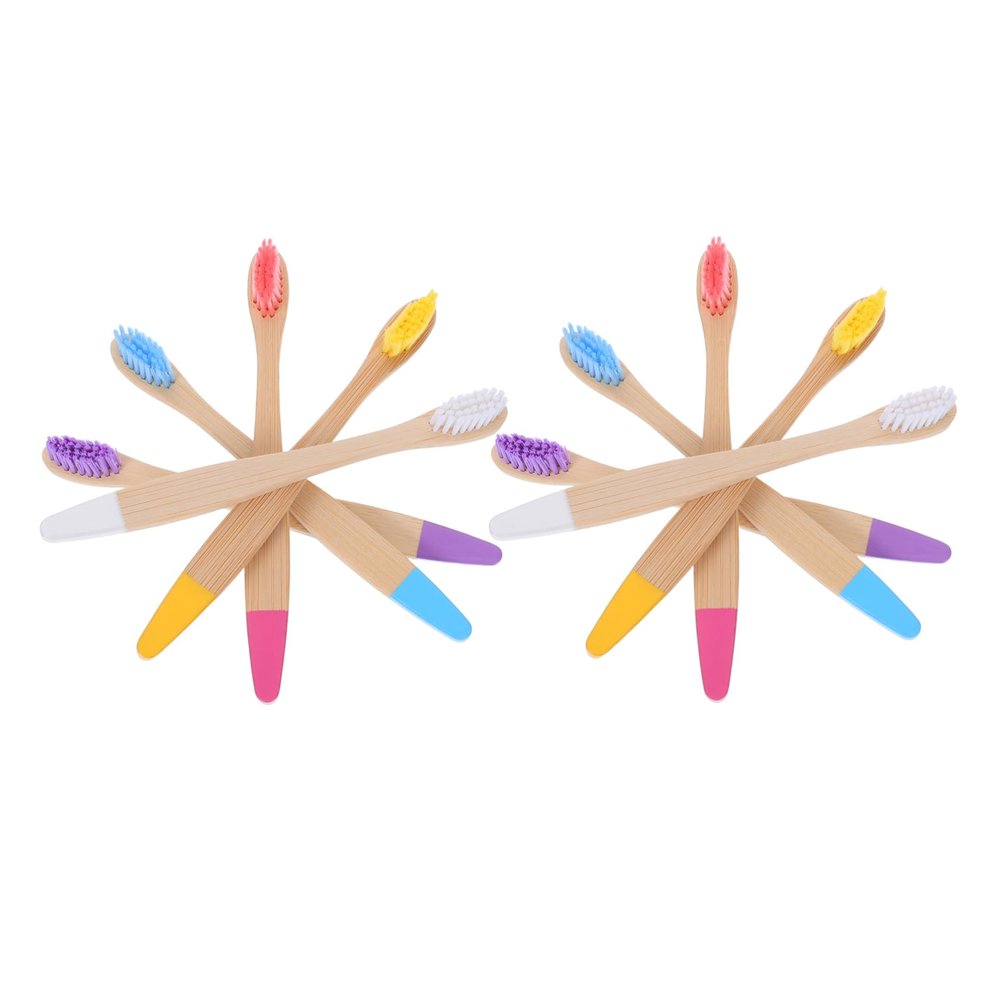 Anneome 10pcs Soft Toothbrush for Boys and Girls Bamboo Handle Toothbrushes Boy Girl Gentle Bristle Brush Travel-Friendly