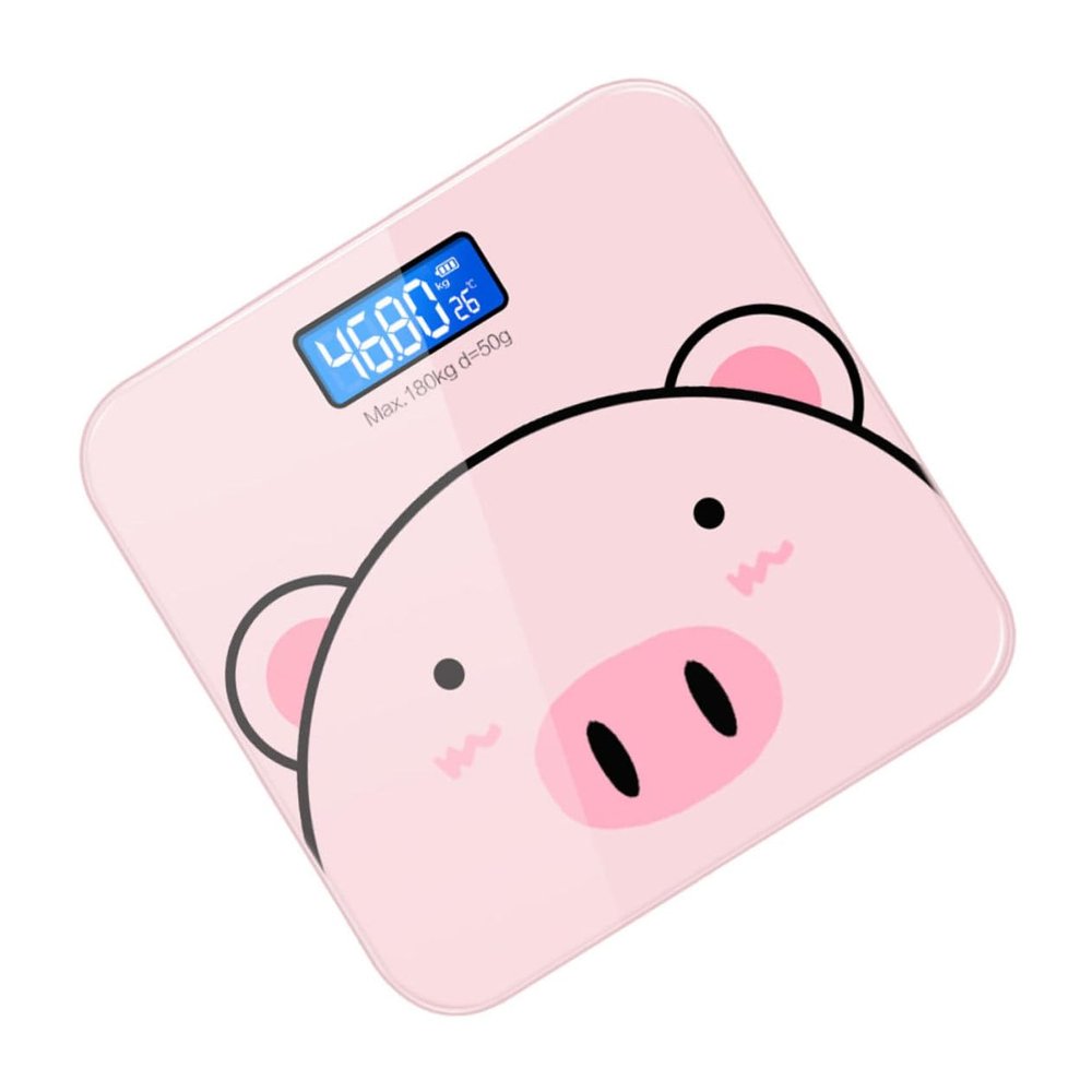 BELLIFFY Electronic Body Weight Scale for Accurate Health Measurement Multi-function Cartoon Supports 0.2-180kg with Tempered Glass Surface and USB Charging Gift for Family and Friends