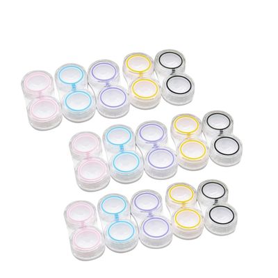 ELAYARD 15PCS Leak Lens Case Holder Set Double Box Storage for Transparent Design Purple Yellow and Black for Travel and Daily Use
