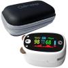Childrens Pulse Oximeter with Hard Shell Storage Case, Lanyard, Batteries, LED Pediatric Fingertip Oxygen Saturation Monitor SpO2 & Pulse Rate, Animal Design for Kids (White Oximeter+Black Carrier) view 1