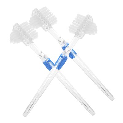 Gatuida Double Sided Toothbrush with Plastic and Nylon Bristles 3pcs Large Multi-Tufted and Angled Small Brush Heads for Gentle Cleaning and Easy Control for Dentures and Retainers