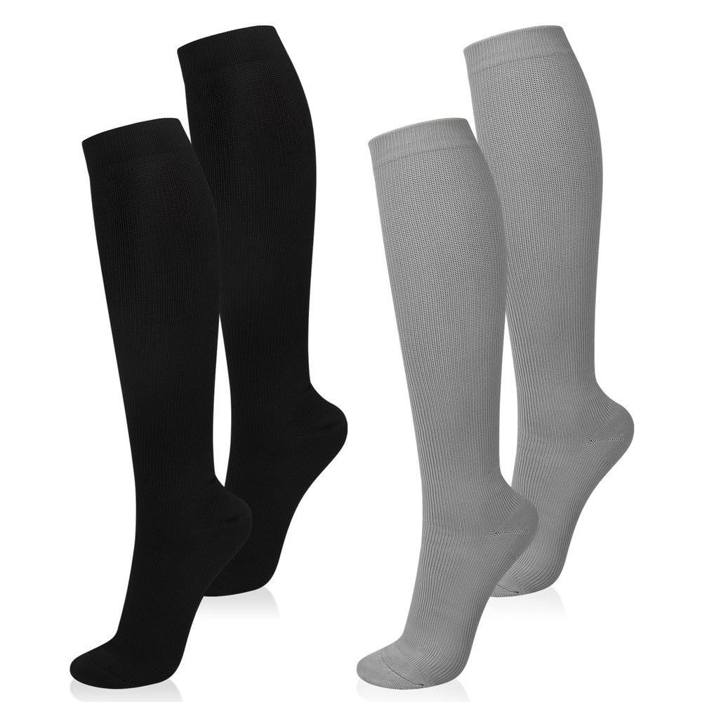 2 Pairs Compression Socks for Women and Men, 15-20 mmhg Support Socks Stockings for Swelling, Running, Flight, Nurse, Flight