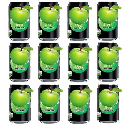 Fizzy Soft Drink Cans 330ml Assorted Sugar Free Flavours Refreshing Carbonated Beverage Pack Tng (12, Apple)