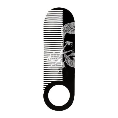 Beard Comb, Fine Tooth Comb, Rust Proof Compact Ergonomic Easy Cleaning Pocket Size Comfort Grip Portable Lightweight, Beard Grooming Tool for Men Indoor Outdoor, 4.02x1.26x0.08 inches, Black