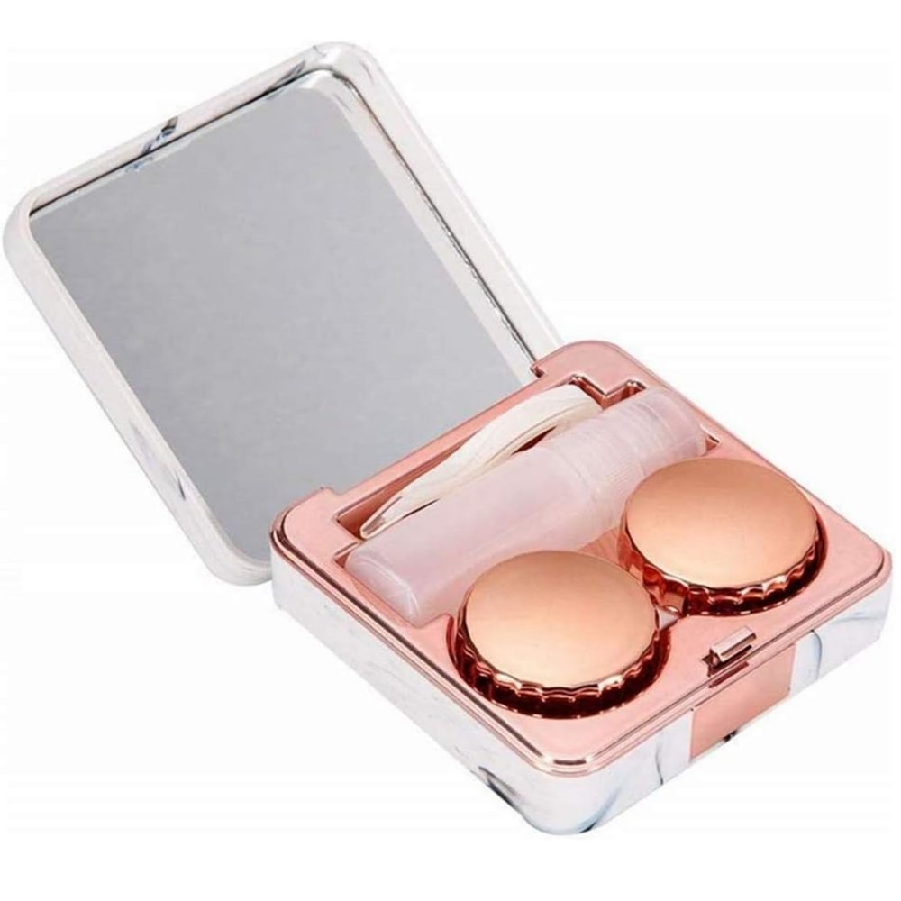 1Pc Portable Mini Eye Contact Case Travel Portable Eyes Contact Lens Holder Leakproof Soaking Storage Case for Daily Travel Work Tweezers Wearing Stick