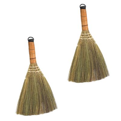 CHILDWEET Broom Tool 2pcs Indoor Corn Straw Brooms Handle for Household Dust Removal and Surface Cleaning