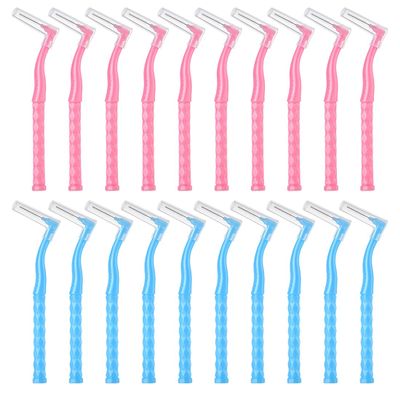 20 Pcs Dental Brushes Angle Brush 0.6mm/0.7mm Interdental Cleaning Easy and Effective Removal Interdental Plaque Removal for Narrow Spaces