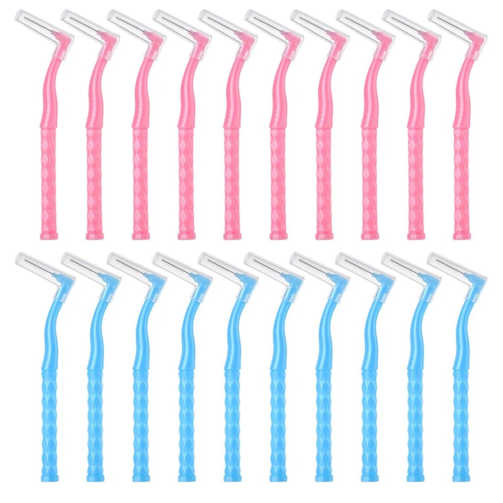 20 Pcs Dental Brushes Angle Brush 0.6mm/0.7mm Interdental Cleaning Easy and Effective Removal Interdental Plaque Removal for Narrow Spaces