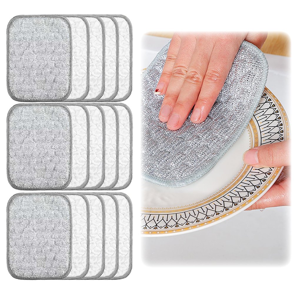 2025 New Multipurpose Wire Dishwashing Rags for Wet and Dry, Reusable Metal Scrubbing Pads Sponge Cloths, Non-Scratch Wire Dishcloth for Cleaning Kitchen Dishes, Sinks (15 Pcs)
