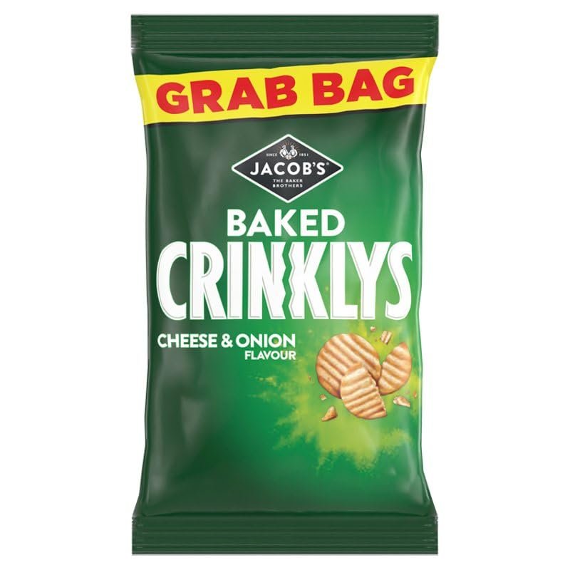 Jacobs Mini Cheddars Crinklys Cheese & Onion 30 45g Crispy Savoury Snack Bundle