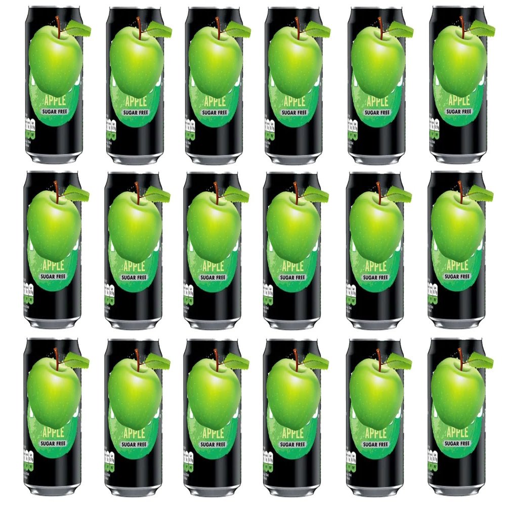 Fizzy Soft Drink Cans 330ml Assorted Sugar Free Flavours Refreshing Carbonated Beverage Pack Tng (18, Apple)