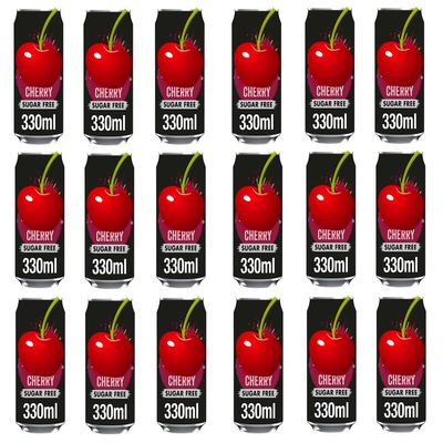 Fizzy Soft Drink Cans 330ml Assorted Sugar Free Flavours Refreshing Carbonated Beverage Pack Tng (18, Cherry)