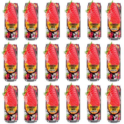 Fizzy Soft Drink Cans 330ml Assorted Sugar Free Flavours Refreshing Carbonated Beverage Pack Tng (24, Strawberry Smash)