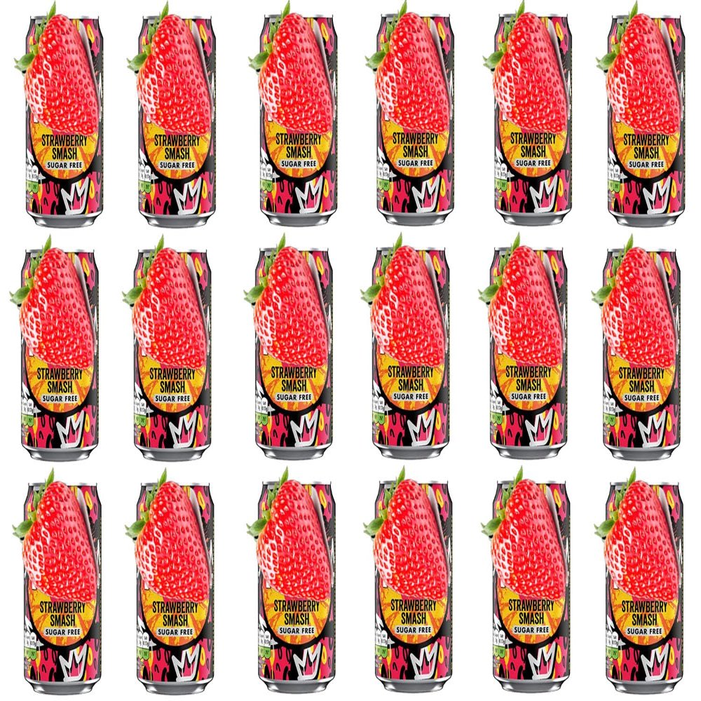 Fizzy Soft Drink Cans 330ml Assorted Sugar Free Flavours Refreshing Carbonated Beverage Pack Tng (24, Strawberry Smash)