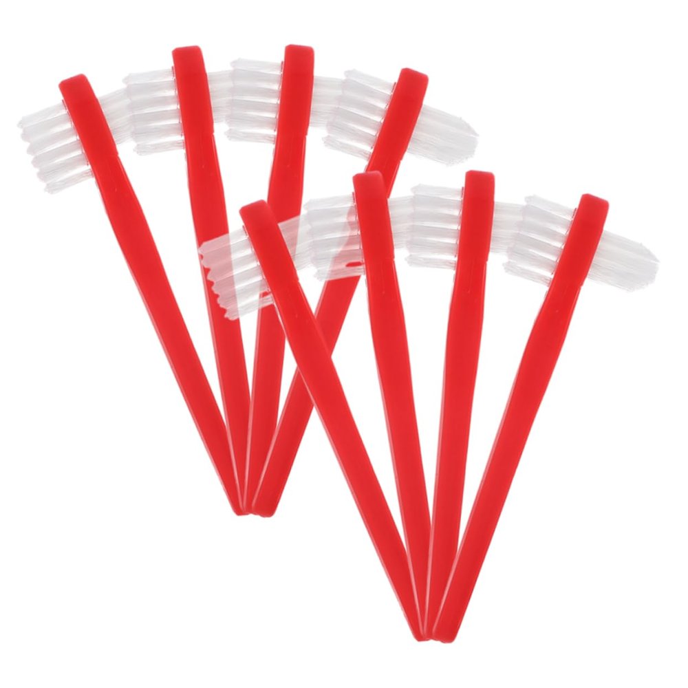 Anneome 8pcs Dual Headed Dental Toothbrushes Dualhead Design, Portable Size, Made of Pp and Nylon, for Cleaning Dentures, Retainers and False Braces