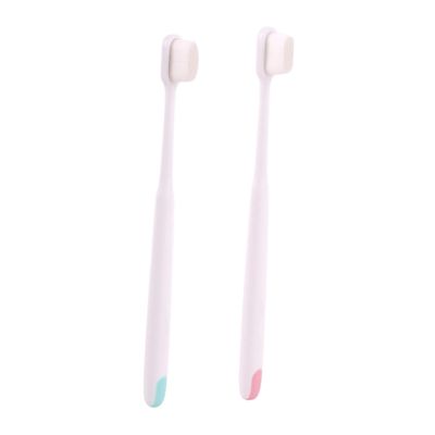 BESTYASH 2pcs Soft Flocking Manual Toothbrushes for Adults with Ultra Fine Bristles and Comfortable Gripping Handle, Designed to Clean Teeth Completely, for Postpartum Oral Care Random Random Color