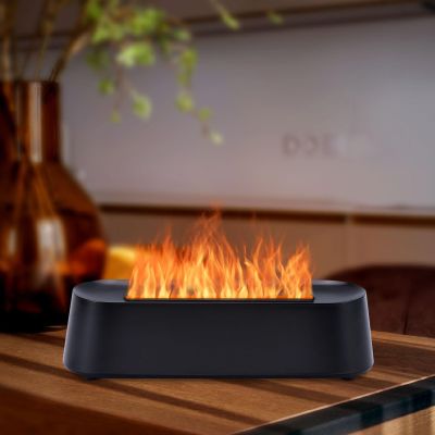 7Color Aroma Diffuser with Remote,Volcano Diffuser for Home Large RoomFlame Diffuser Humidifier 10.7"3"3.1" (Black-01)