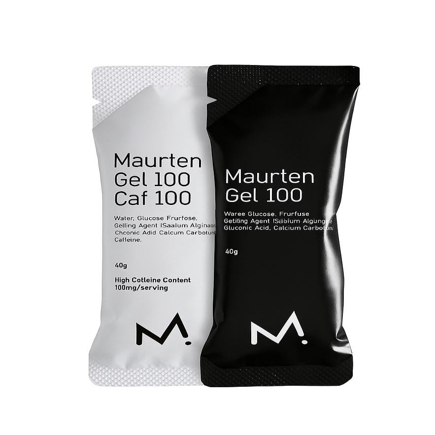 MAURTEN Gel 100 Mix Box - 6-Pack of 40g - 25g Carbohydrates per Serving - 4 x Gel100 and 2x Gel100 CAF100 (100mg caffein) - Stomach-Friendly Patented hydrogel Technology - Free of preservatives