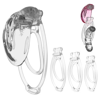 3 Sizes Male Flat Chastity Clips with 1 Simulated Silicone Cover, Popular Chastity Device Accessories for Men Cross-Dressing -LA30UKW (Transparent)
