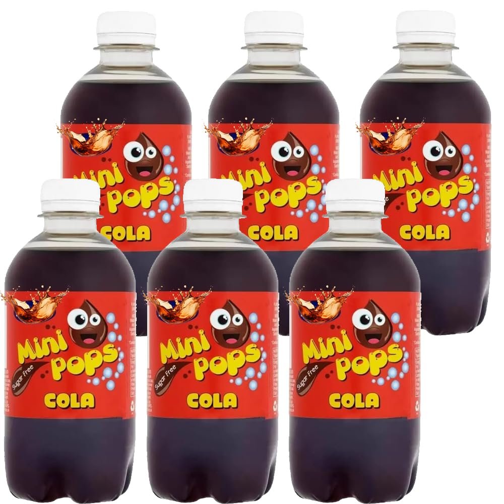 Mini Pops 330ml Sugar Free Soft Drink Bottles Variety Flavours - Colla, Lemonade, Orange, Raspberry, Bubblegum, Dandelion & Burdock - Zic (6 x Bottles, Colla Mini Pops)