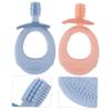 Healvian Boys and Girls Silicone Toothbrush and Toddler Oral Care Set 2pcs Soft Silicone with Storage Box for Baby Teeth Cleaning and Teething Training in Blue and Pink view 3