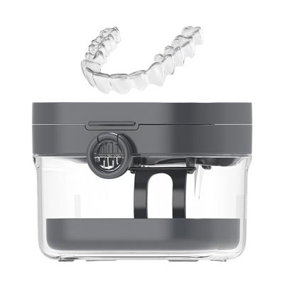 Denture Container, Denture Bath Cup, with Mirror Teeth Protection Cover Cleaning Tool Set for Teen Girl Teen Boy Child Elderly Travel Night Guard