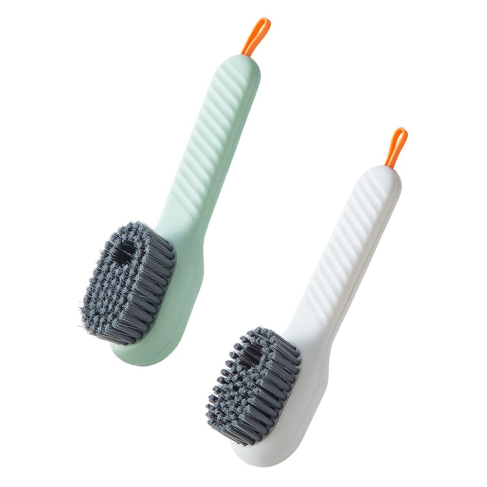 PACKOVE 2Pcs Shoe Cleaning Brush Set with Automatic Liquid Dispensing, Plastic Material, Comfortable to Hold and Good for Hanging, for Laundry and Household Cleaning