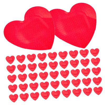 GOOHOCHY 50pcs Heart-Shaped Adhesive Bandages for Wound Caring, Portable Waterproof Pe Material, Breathable Small Patches for Emergency Use and Can Be Put in Bag