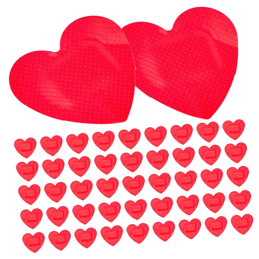 GOOHOCHY 50pcs Heart-Shaped Adhesive Bandages for Wound Caring, Portable Waterproof Pe Material, Breathable Small Patches for Emergency Use and Can Be Put in Bag