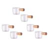 Giwnhvx 6PCS Transparent Glass Creamer with Wooden Handle, Mini Coffee Milk Creamer Pitcher. 50Ml view 1