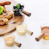 Giwnhvx 6PCS Transparent Glass Creamer with Wooden Handle, Mini Coffee Milk Creamer Pitcher. 50Ml view 2