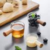 Giwnhvx 6PCS Transparent Glass Creamer with Wooden Handle, Mini Coffee Milk Creamer Pitcher. 50Ml view 3