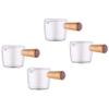 Giwnhvx 4PCS Transparent Glass Creamer with Wooden Handle, Mini Coffee Milk Creamer Pitcher. 50Ml view 1