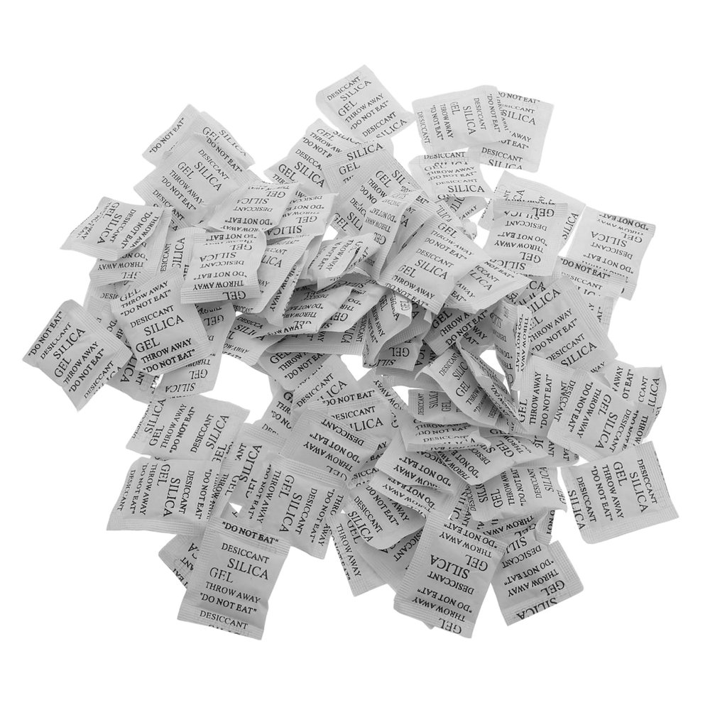 Zerodeko Silica Gel Moisture Absorber Packets Safe for Human Use 100pcs 2 Gram Each Prolonged Moisture Absorption for Shoes and Clothes for Closet and Food Storage