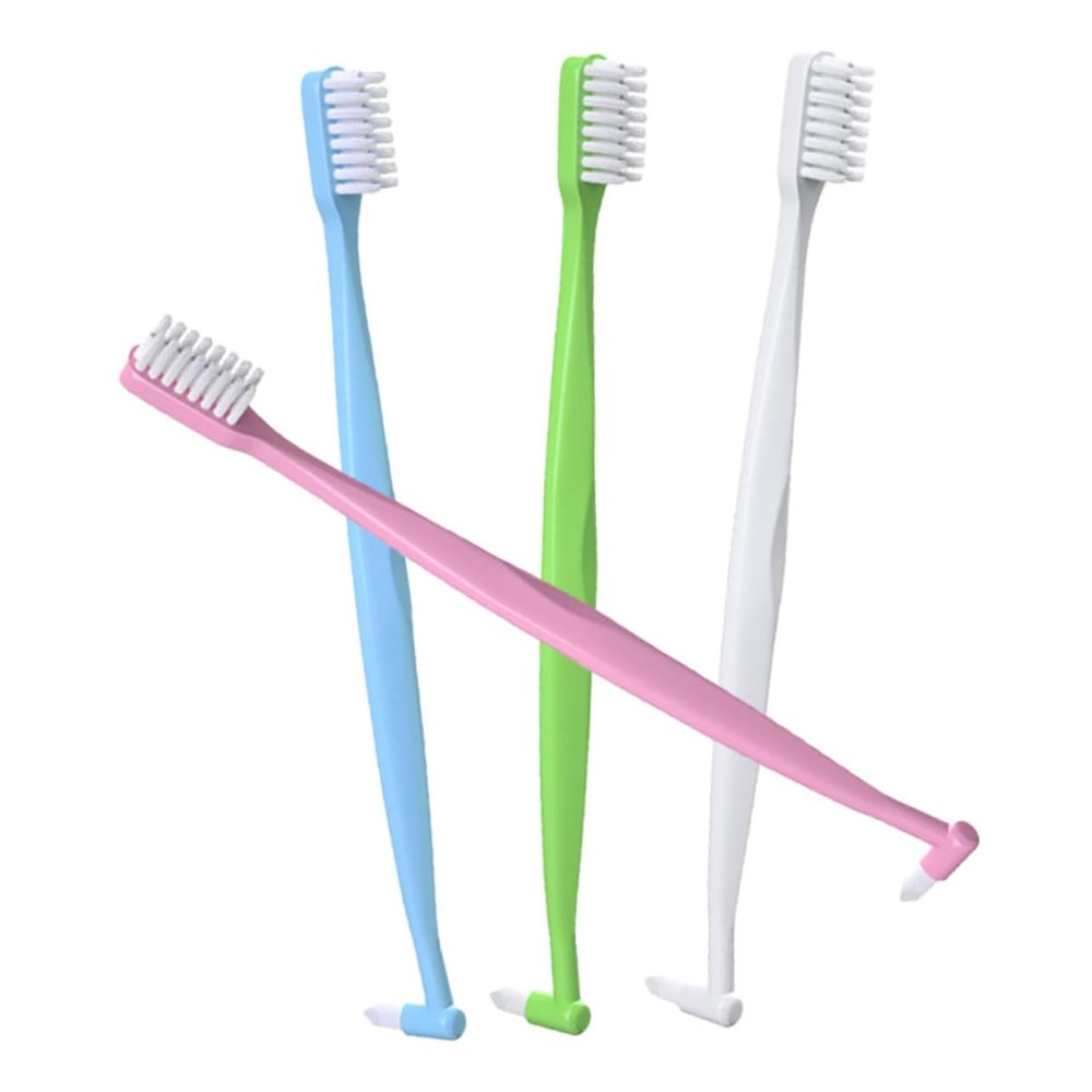 GANAZONO Double-Headed Orthodontic Toothbrush 4pcs with Single Tapered Interdental Bristles, Manual Portable Compact Brush Set for Daily Interspace Cleaning and Travel Use