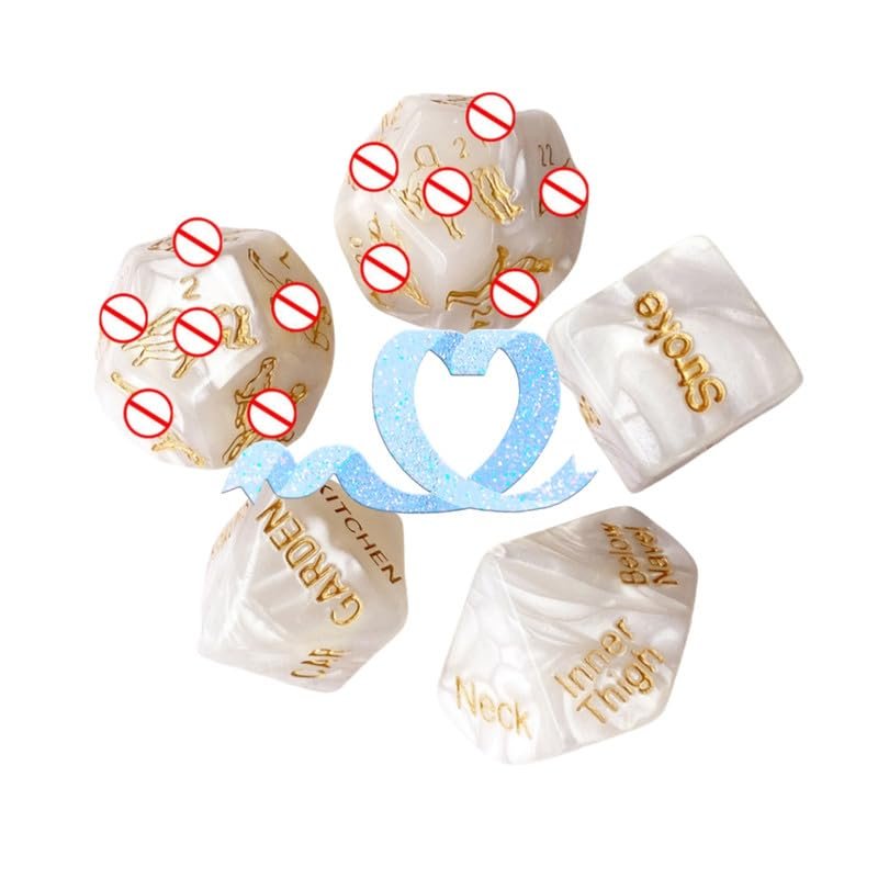 5 White Cube Dice, Party Prop Accessories, Couple Gift - H2