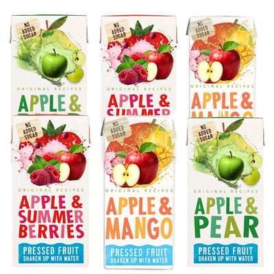 Random Mixed Fruit Flavour Water Variety Pack Apple & Pear, Mango & Summer Berries 200ml Juice Drink Cartons No Added Sugar - cwp (18 x Pack, Random Mixed Fruit Water)