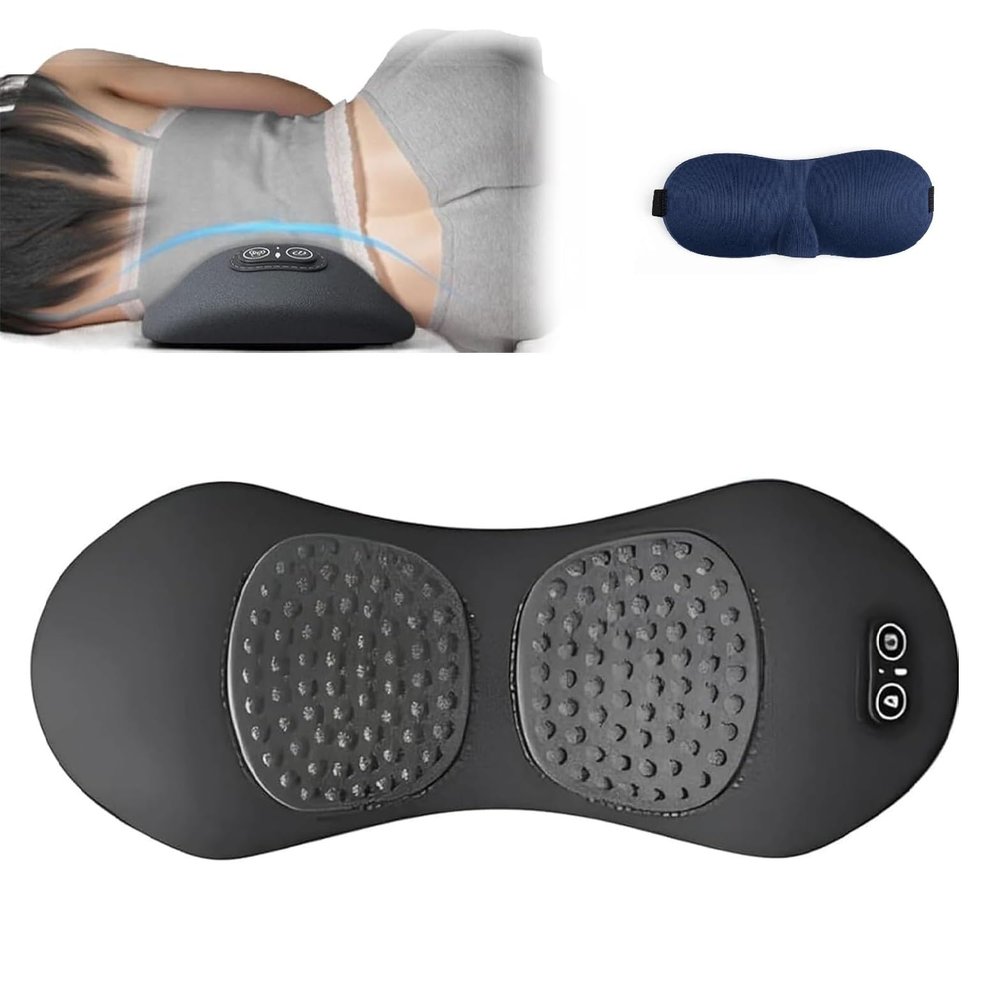 3 in 1 Back Massager - Sciatica & Spine Pain Massager, Neck and Back Massager with Heat, Adjustable Memory Foam Pillows (Black, No Extral Function)
