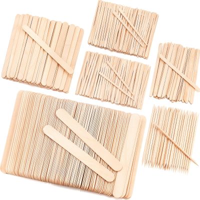 6 Style 500 Pcs Wax Sticks for Hair Removal Assorted Wax Applicator Sticks For Body Legs Face With Small Medium Large Sizes Wood Popsicle Sticks For Waxing Or Craft Sticks
