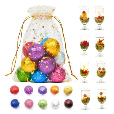 10 Assorted Blooming Flower Tea Balls Gift Set| Handmade Herbal Flowering Tea Balls Variety Individual Packing| Blooming Green Teas with Flowers for Teas Lovers, Anniversary, Valentine, Birthday