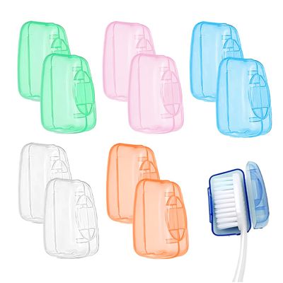 10 Pieces Portable Toothbrush Cover, Plastic Color Toothbrush Case, Travel Toothbrush Cover, Portable Toothbrush Head Toothbrush Cover, Suitable for Family Travel