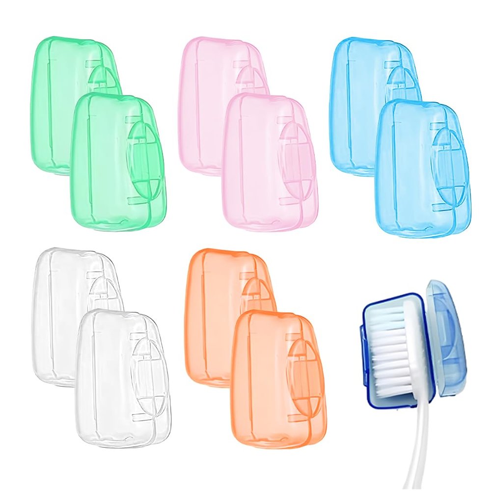 10 Pieces Portable Toothbrush Cover, Plastic Color Toothbrush Case, Travel Toothbrush Cover, Portable Toothbrush Head Toothbrush Cover, Suitable for Family Travel