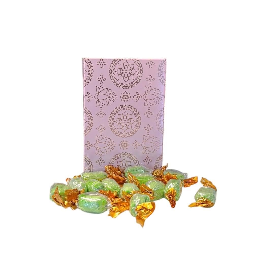 250g Rectangular Box Pink Shimmer Pattern of Hard Boiled Chocolate Limes Sweets