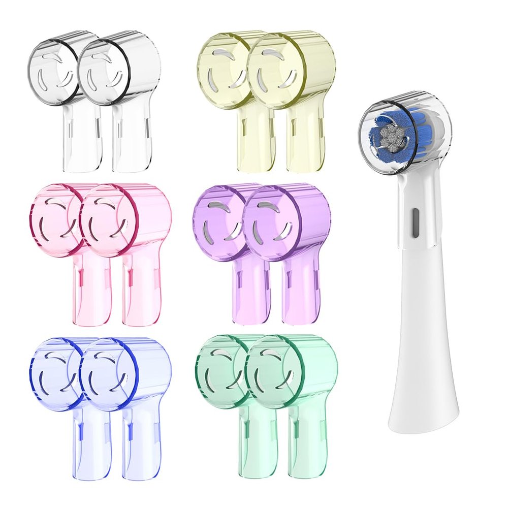 12 Pieces Electric Toothbrush Cover, Electric Toothbrush Protective Cover, Protective Cover for Electric Toothbrush Heads, Transparent Dustproof Toothbrush Cover (6 Colours)