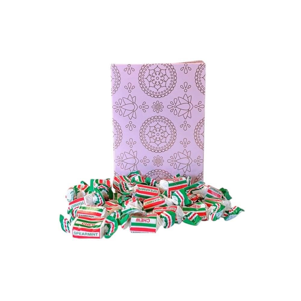 250g Rectangular Box Pink Shimmer Pattern of Spearmint Chews