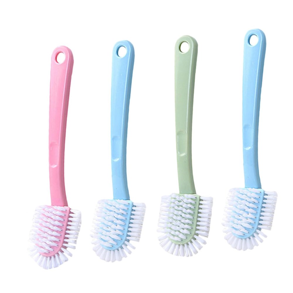 Veemoon Plastic Shoe Cleaning Brush Set Random Color with Long Handle 4pcs Strong Cleaning and Anti-slip Features for Travel and Kitchen Use